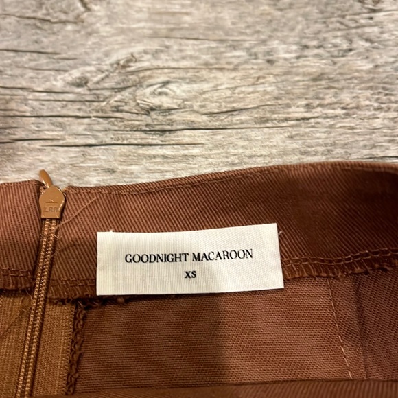 Goodnight Macaroon Brown Twill Pocket A-line Mini Skirt New - Picture 3 of 6